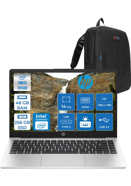 240 G10 Intel Core I5 1340P 48GB 256GB SSD 14" Freedos Taşınabilir Bilgisayar G108A555EAF16+ZETTAÇANTA