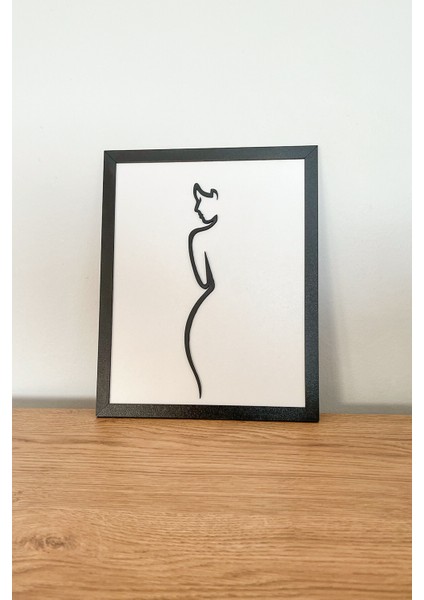 Modern Siyah Çerçeveli Kadın Silüetli Ahşap Tablo | 3D Katmanlı Dekor – 25X20 cm modelleri