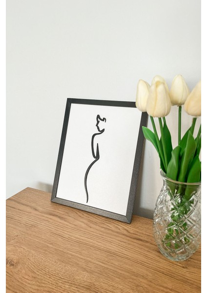 Modern Siyah Çerçeveli Kadın Silüetli Ahşap Tablo | 3D Katmanlı Dekor – 25X20 cm fırsatları