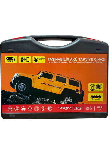 Taşınabilir Akü Takviye Cihazı, Jump Starter, Lastik Şişirme Pompası Hediyeli fiyatları