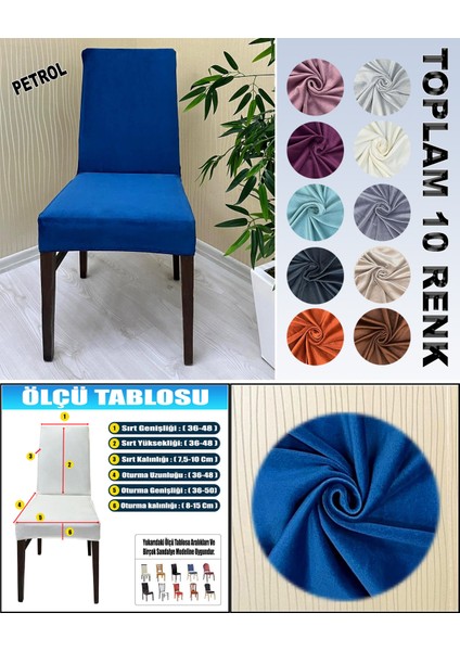 4 Adet Süet Detaylı Angora Kumaş Sandalye Kılıfı Yıkanabilir Likralı Esnek Lastikli, Sandalye Örtü