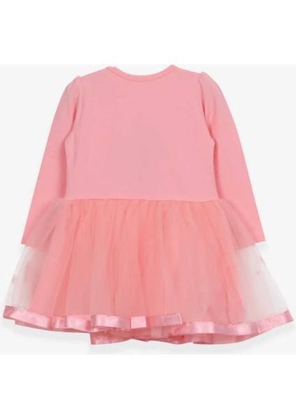 Kız Çocuk Uzun Kollu Elbise Kedicik Nakışlı Pullu 1.5-5 Yaş, Somon fiyatları