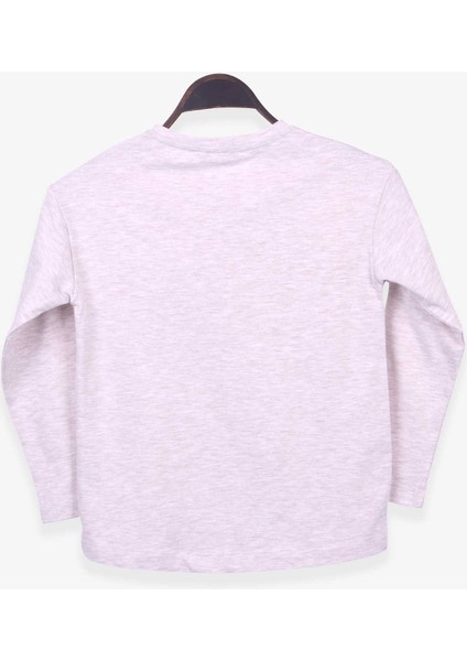 Kız Çocuk Uzun Kollu Tişört Baskılı Taşlı 8-14 Yaş, Bej Melanj fiyatları