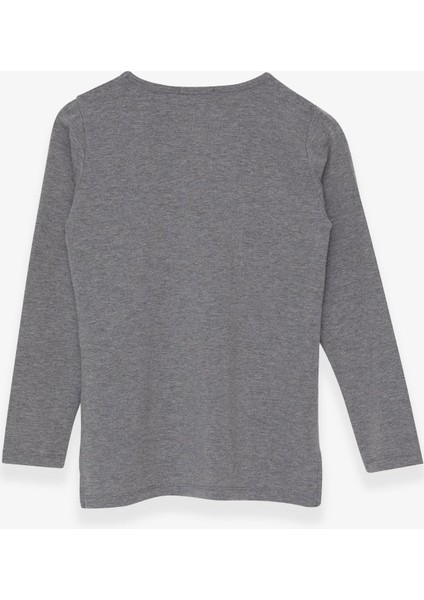 Kız Çocuk Uzun Kollu Tişört Taşlı Yazı Baskılı 10-16 Yaş, Koyu Gri Melanj fiyatları