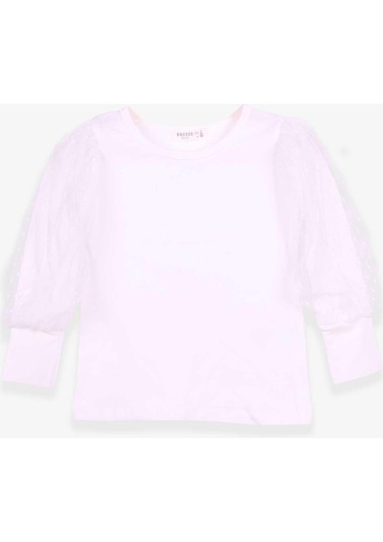 Kız Çocuk Bluz Kolları Tül Detaylı 3-7 Yaş, Ekru modelleri