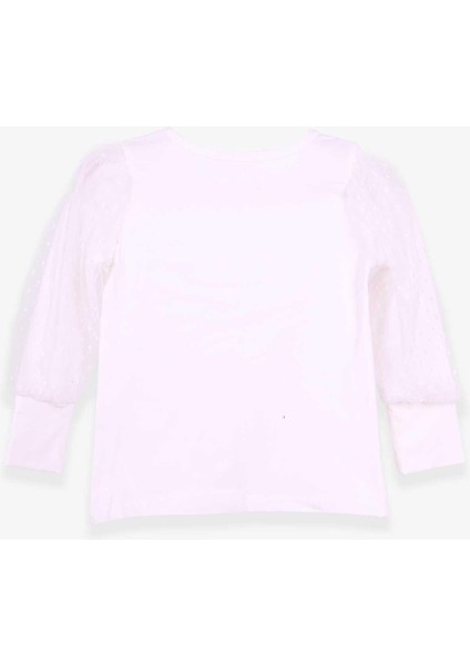 Kız Çocuk Bluz Kolları Tül Detaylı 3-7 Yaş, Ekru fırsatları