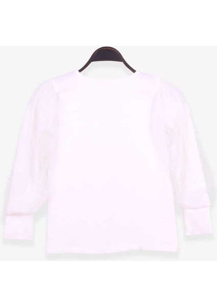 Kız Çocuk Bluz Kolları Tül Detaylı 8-12 Yaş, Ekru fırsatları
