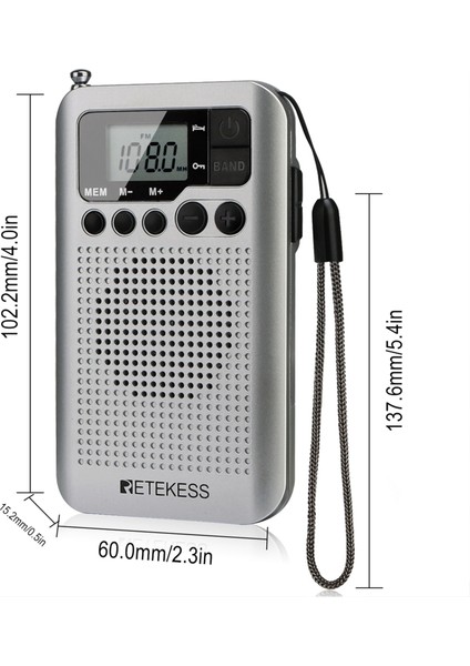 Retekess TR106 Taşınabilir Radyo LCD Ekranlı Mp3 Oynatıcı (Yurt Dışından)