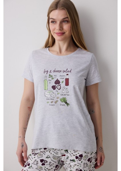 Salad Gri Pantolon Pijama Takımı