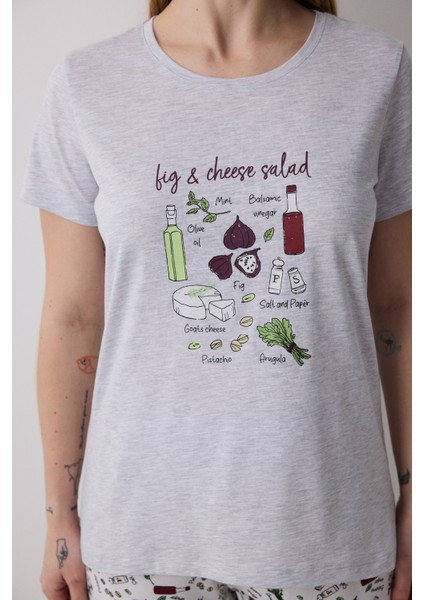 Salad Gri Pantolon Pijama Takımı