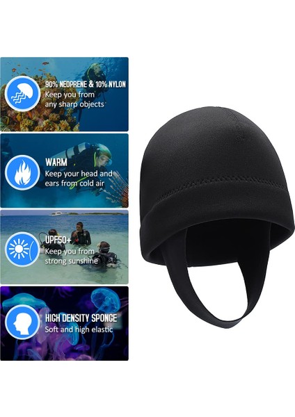 2mm Neopren Şnorkel Şapkası Uv Koruma Isınma (Yurt Dışından)