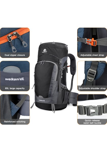 65L Yağmur Kapağıyla Suya Dalı Yürüyüş Çantası (Yurt Dışından) indirimleri