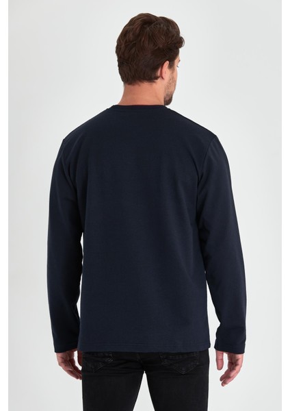 Erkek Lacivert Çift Bisiklet Yaka Standart Rahat Kesim Sweatshirt MTLCE68-LACİVERT indirimleri