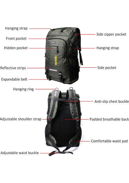 80L Su Geçirmez Büyük Kapasiteli Dağcılık Çantası (Yurt Dışından) indirimleri