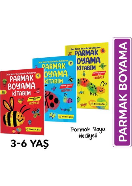 Parmak boyama kitabım seti 3 parmak boyama kitabı -parmak boyası hediyeli