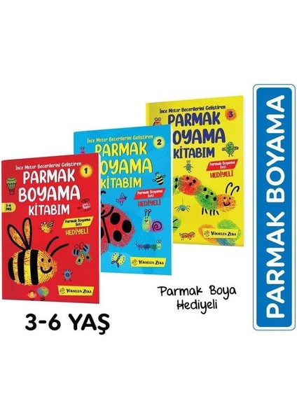 Parmak boyama kitabım seti 3 parmak boyama kitabı -parmak boyası hediyeli