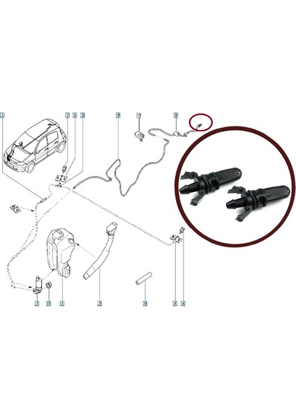 Renault Megane 2 Clio 3 Scenic Twingo Captur Sandero Lodgy Dokker Için Arka Cam Su Fıskiye Memesi