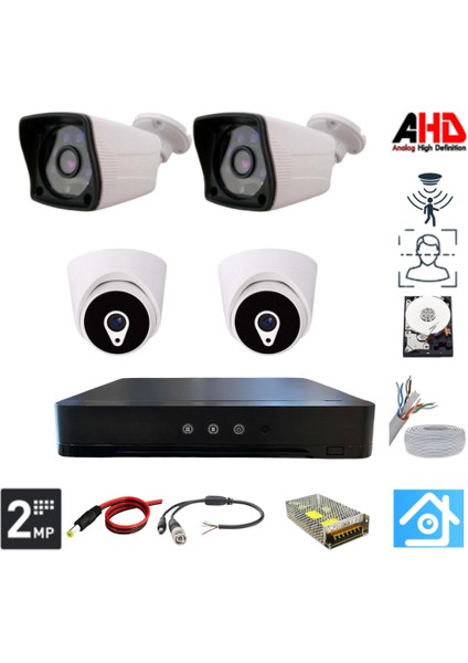 2 Dış 2 Iç Kameralı 2 Mp 250 GB HDD Dahil Güvenlik Seti - ST222250