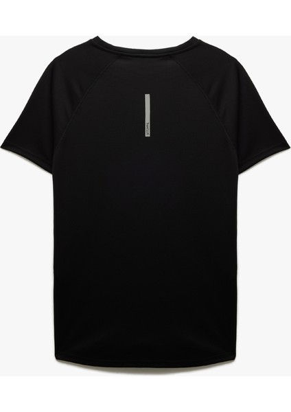 Kısa Kollu Bisiklet Yaka Reglan Kol Arkası Baskılı Slim Fit Spor Tişört