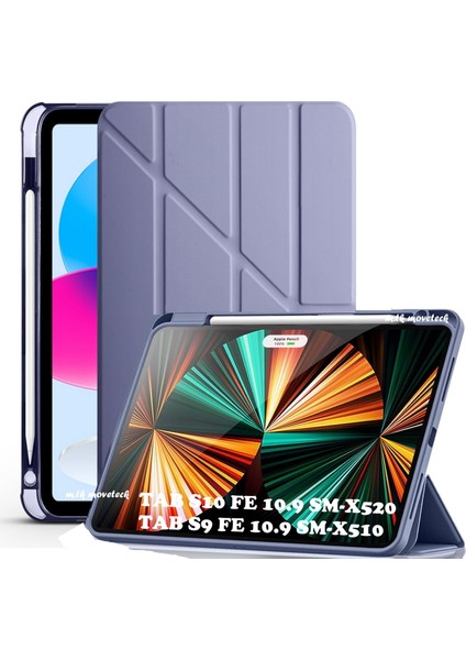 Samsung Galaxy Tab S9 Fe/S10 Fe 10.9 Kılıf Kalem Bölmeli Trifolding Yatay Dikey Standlı SM-X510 SM-X520