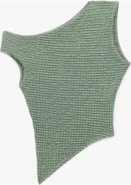 Bürümcük Kolsuz Slim Fit Asimetrik Bluz