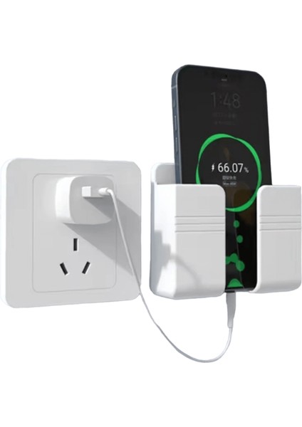 Duvara Monte Telefon Tutucu Beyaz Punch Free Duvar Cep Telefonları Şarj Standı Tembel Yapışkan Uzaktan Kumanda Saklama Kutusurenk:beyaz (Yurt Dışından)