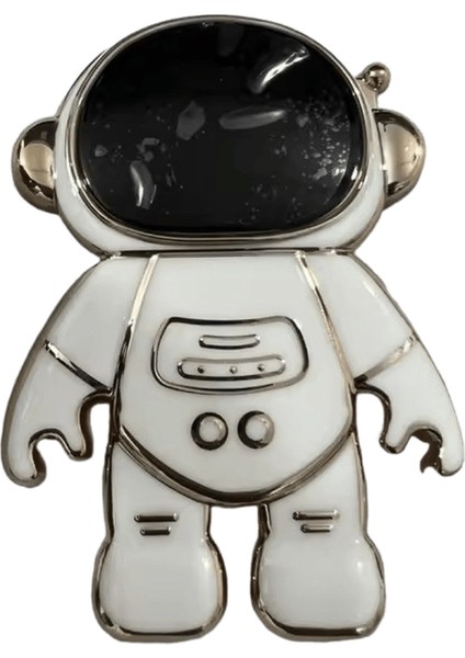 6d Elektroliz Astronot Katlanır Telefon Standı Tutucu IPhone Samsung Xıaomı Kılıf Karikatür Cep Telefonu Sticker Tutucu Braketi Renk:beyaz (Yurt Dışından)