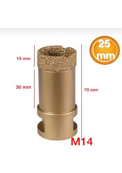 Vakumlu Mermer-Granit Delme Panç M14 25 mm