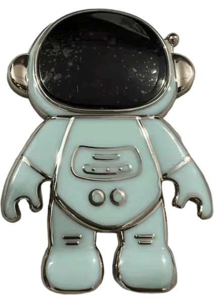 6d Elektroliz Astronot IPhone Samsung Xıaomı Kılıf Için Katlanır Telefon Standı Tutucu Karikatür Cep Telefonu Sticker Tutucu Braketi Renk:yeşil (Yurt Dışından)