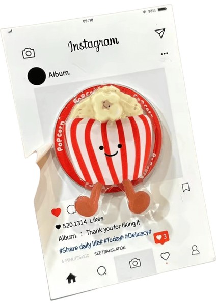 Sevimli Komik Hamburg Patates Kızartması Döndürme Magsafe Telefon Griptok Standı Için iPhone 16 Pro Manyetik Kablosuz Şarj Telefon Kılıfı Tutucurenk: A (Yurt Dışından)