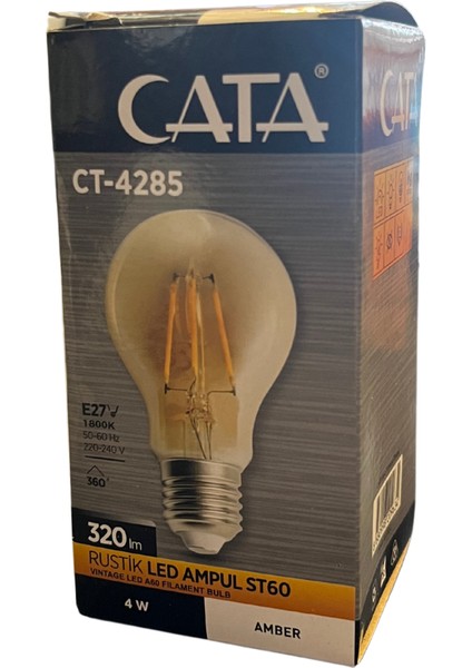 CT-4285 Rustik LED Ampul ST60 4W Amber - 3’lü Paket fiyatları
