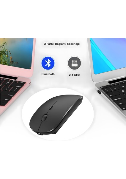 Anaway Shopping Bluetooth Şarjlı 2.4ghz Kablosuz Mouse | Sessiz Tıklama | Ergonomik Tasarım | Telefon,tablet, Pc, Mac, Laptop Uyumlu fırsatları