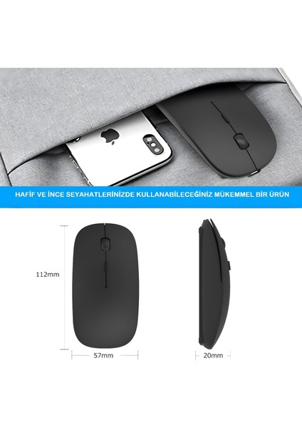 Anaway Shopping Bluetooth Şarjlı 2.4ghz Kablosuz Mouse | Sessiz Tıklama | Ergonomik Tasarım | Telefon,tablet, Pc, Mac, Laptop Uyumlu indirimleri