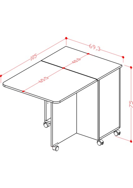 %100 Mdflam 105CM Mutfak Adası Yemek Masası Kahve Köşesi Ma-01