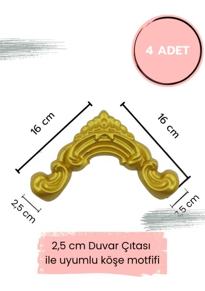 Dekoratif Polimer 2,5 cm Duvar Çıtası Uyumlu Köşe Motifi
