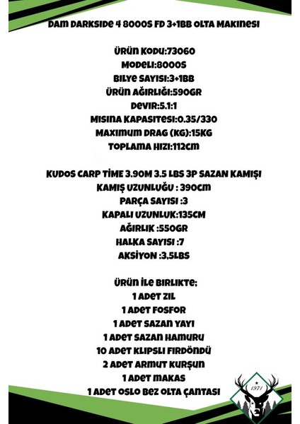Darkside 4 8000s Fd Kudos Carp Time 390cm 3,5lbs Sazan Olta Seti
