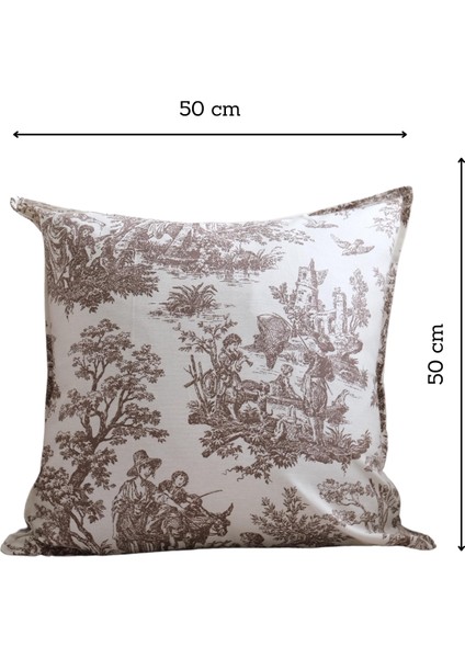 Kahverengi Vintage Desenli 50 x 50 Dekoratif Yastık Kılıfı fiyatları