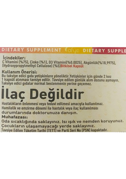 Vitamin C Plus (Vitamin C, Vitamin D, Çinko ve Boswellia Serrata) 30 Kapsül