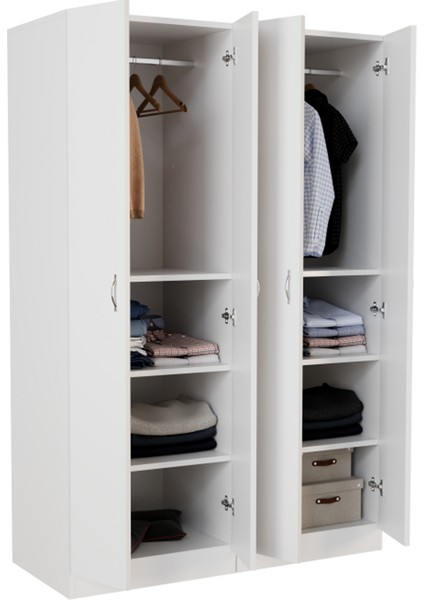 Gümüş Giyinme Dolabı - Çok Amaçlı Dolap - Gardırop 180 cm -4 Kapaklı modelleri