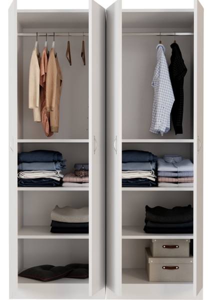 Gümüş Giyinme Dolabı - Çok Amaçlı Dolap - Gardırop 180 cm -4 Kapaklı indirimleri