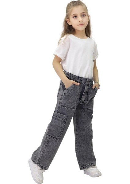 Kız Kot Pantolon Kargo Cep Geniş PAÇA11Y,12Y,13Y,14Y,15Y Kız