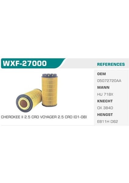 Wınkel WXF-27000 Wınkel Yağ Filtresi Eco Tucson Sportage 2.0 Crdı