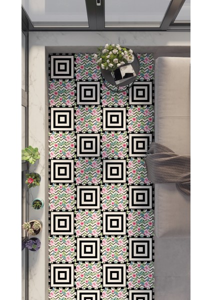 Dijital Baskılı Yaprak/gül Desenli Balkon Halısı Yolluk Yapboz Puzzle Japon Halı