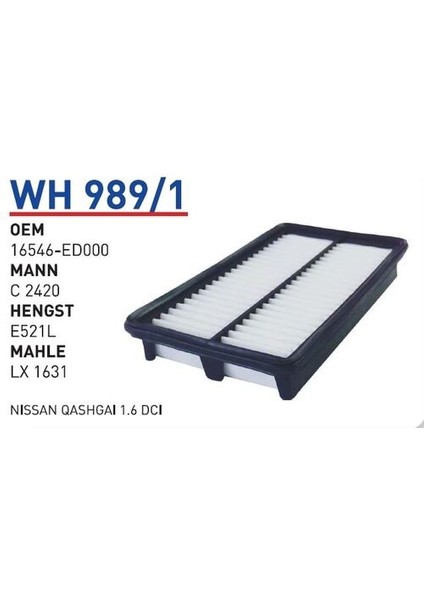 WH989 Hava Filtresi - Nissan Note Benzinli 07 --