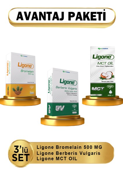 Berberis Vulgaris + Ligone Bromelian +Ligone Mct Oıl 3lü ( Avantajlı Paket )