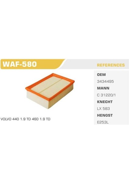 Wınkel WAF-580 Hava Filtresi Transit T15