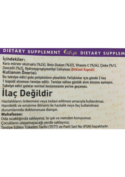 Sambezinc ( Sambucus Nigra +Beta Glukan +Çinko(Zinc) + Vitamin C+ Zencefil) 30 Kapsül