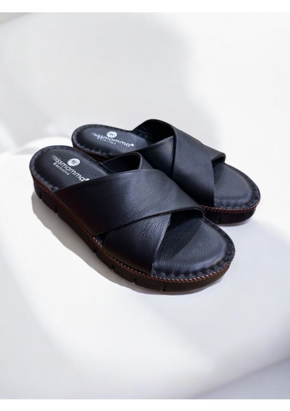 Hakiki Deri Tam Ortopedik Yumusak Tabanlı Siyah Kadın Terlik fırsatları