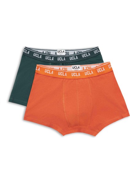 Irvıne Turuncu-Yeşil Bel Bantlı Jakarlı Standard Fit Erkek Boxer
