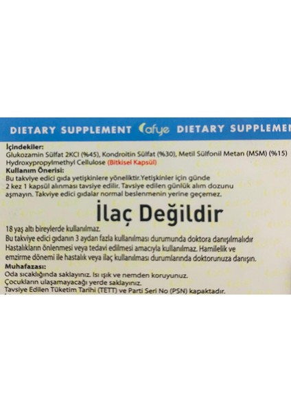 Glukozamin Kondroitin Msm 1000MG (50KAPSÜL)